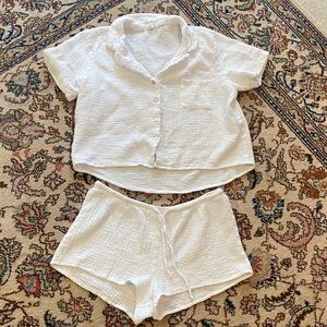 Bliss White Button-Up Swim Coverup Set